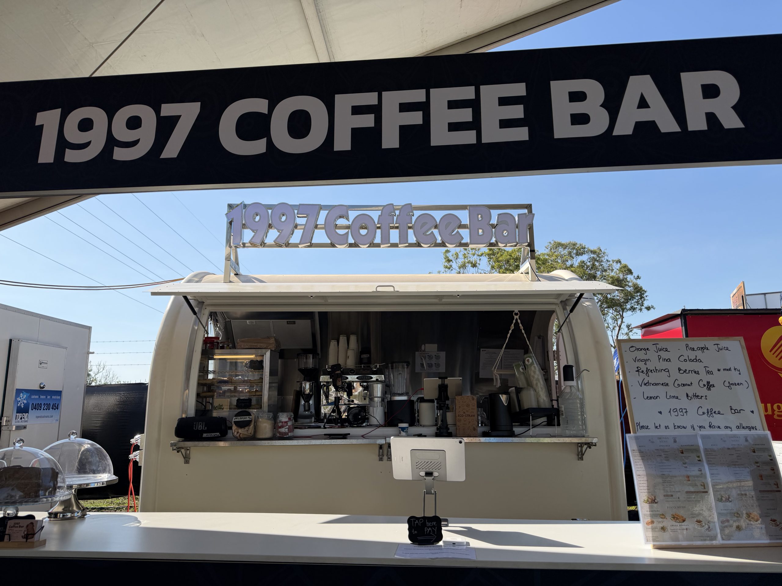 1997 Coffee Bar at MXGP Darwin 2026 | Hidden Valley 1997 Coffee Bar mobile coffee trailer at MXGP Darwin 2026 at Hidden Valley